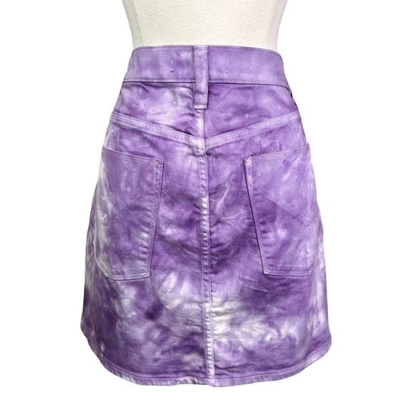 Hudson Jeans The Viper Mini Skirt - Soft Lilac Fatigue Tie Dye - Size 30 - Picture 5 of 7